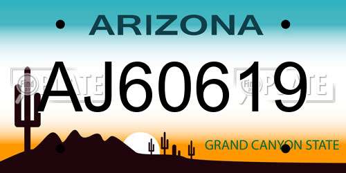 AJ60619 Arizona License Plate