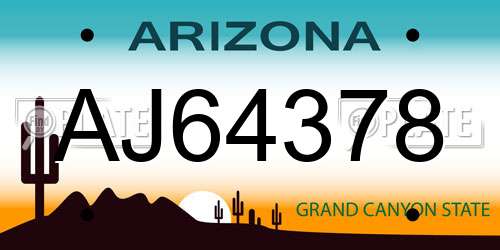 AJ64378 Arizona License Plate