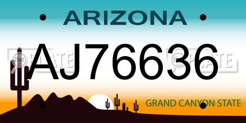 AJ76636 Arizona License Plate