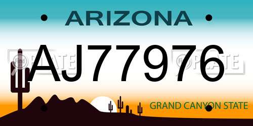 AJ77976 Arizona License Plate