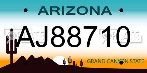 AJ88710 Arizona License Plate