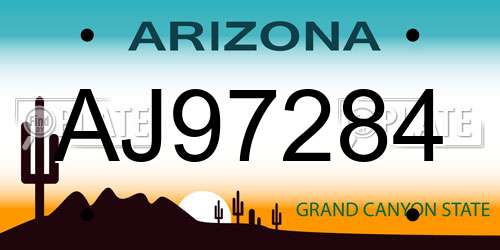 AJ97284 Arizona License Plate