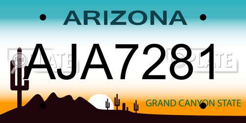 AJA7281 Arizona License Plate