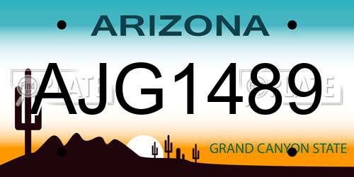 AJG1489 Arizona License Plate