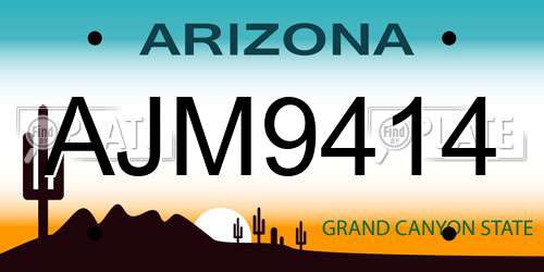 AJM9414 Arizona License Plate