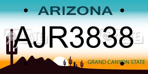 AJR3838 Arizona License Plate