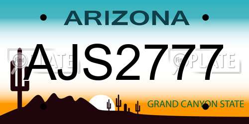 AJS2777 Arizona License Plate