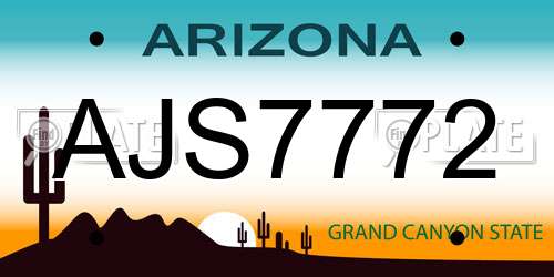 AJS7772 Arizona License Plate