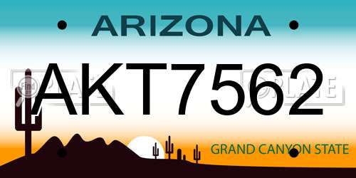 AKT7562 Arizona License Plate