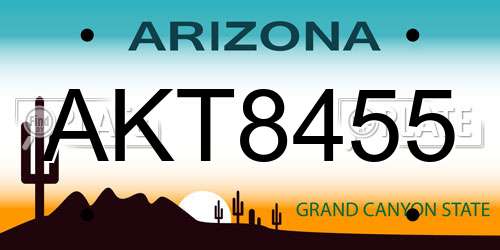 AKT8455 Arizona License Plate