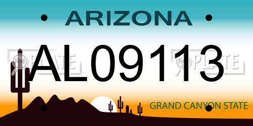 AL09113 Arizona License Plate