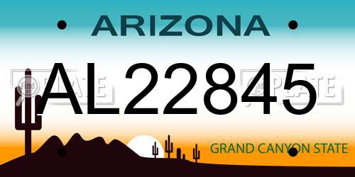 AL22845 Arizona License Plate