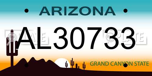 AL30733 Arizona License Plate