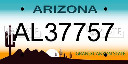 AL37757 Arizona License Plate