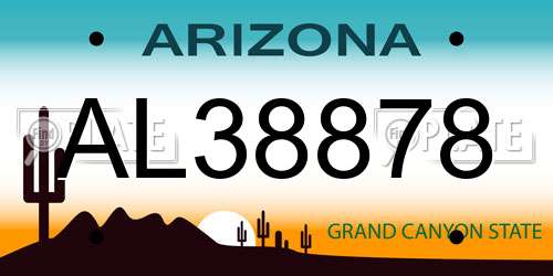 AL38878 Arizona License Plate