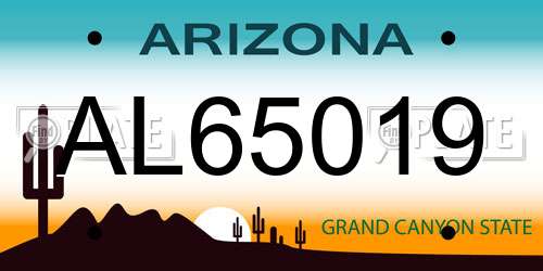 AL65019 Arizona License Plate