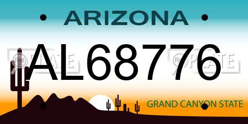 AL68776 Arizona License Plate