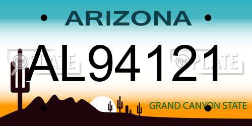 AL94121 Arizona License Plate