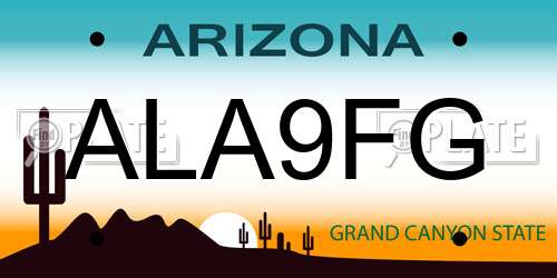 ALA9FG Arizona License Plate