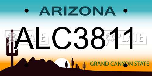 ALC3811 Arizona License Plate