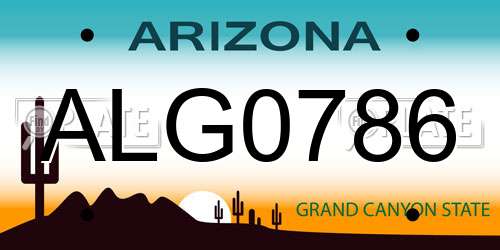 ALG0786 Arizona License Plate