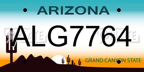 ALG7764 Arizona License Plate
