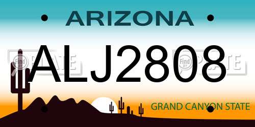 ALJ2808 Arizona License Plate