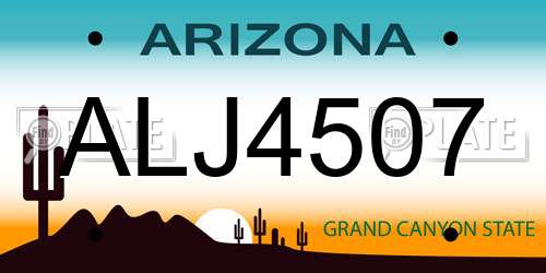 ALJ4507 Arizona License Plate