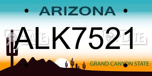 ALK7521 Arizona License Plate
