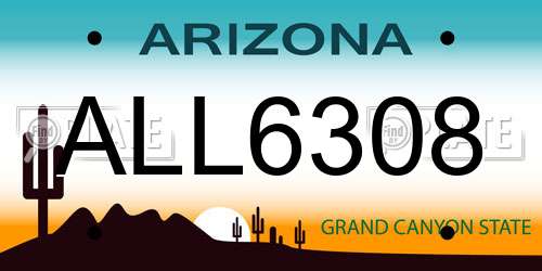 ALL6308 Arizona License Plate