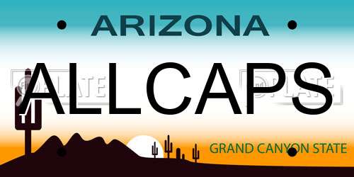 ALLCAPS Arizona License Plate