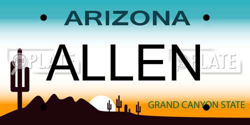 ALLEN Arizona License Plate