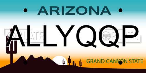 ALLYQQP Arizona License Plate