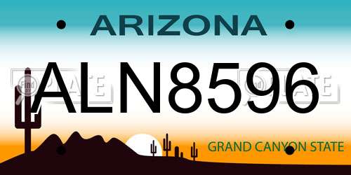 ALN8596 Arizona License Plate