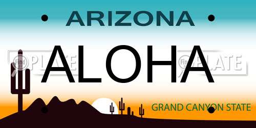 ALOHA Arizona License Plate