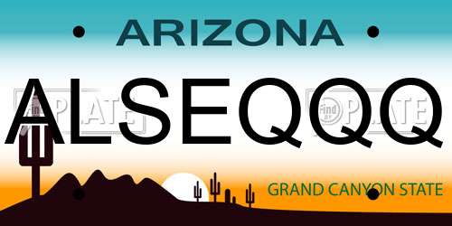 ALSEQQQ Arizona License Plate