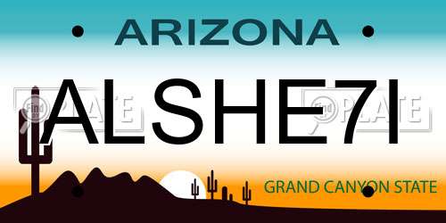 ALSHE7I Arizona License Plate