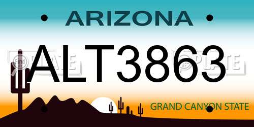 ALT3863 Arizona License Plate