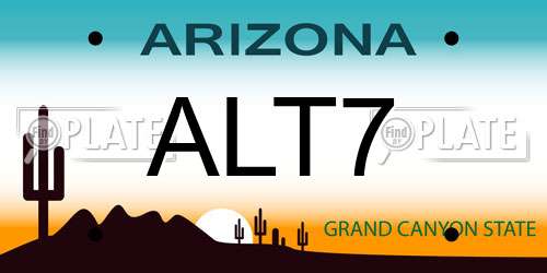 ALT7 Arizona License Plate