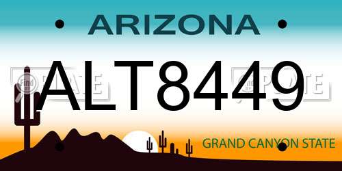 ALT8449 Arizona License Plate