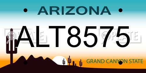 ALT8575 Arizona License Plate