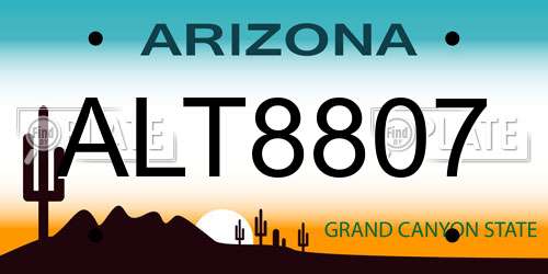 ALT8807 Arizona License Plate