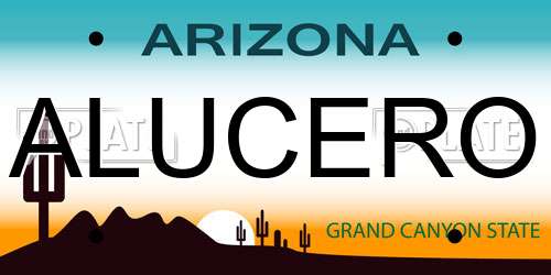 ALUCERO Arizona License Plate