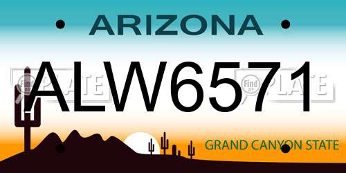 ALW6571 Arizona License Plate