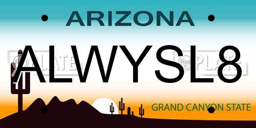 ALWYSL8 Arizona License Plate
