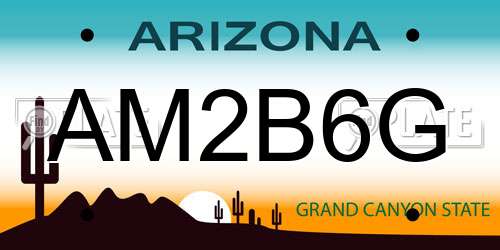 AM2B6G Arizona License Plate
