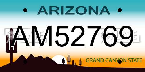 AM52769 Arizona License Plate