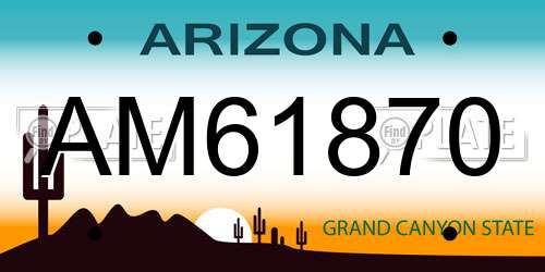 AM61870 Arizona License Plate