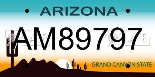 AM89797 Arizona License Plate