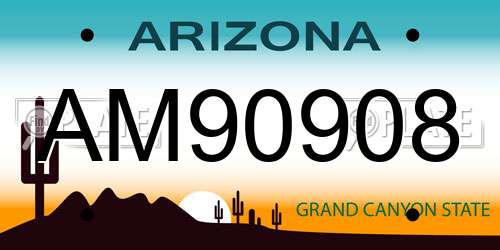 AM90908 Arizona License Plate